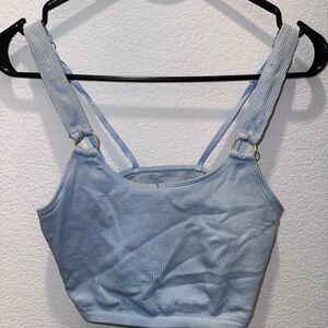 Aerie Light Blue Ribbed Crop Top